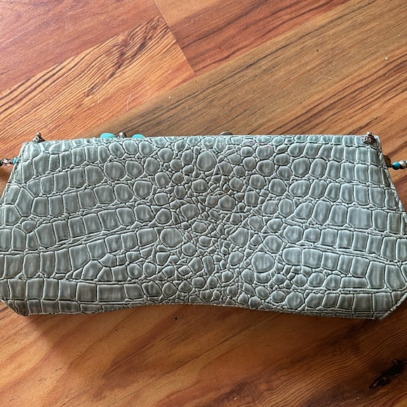 Crock Patent Leather Gem stone hand made clutch lined w/pocket - Picture 6 of 9